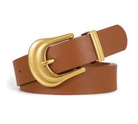 JasGood Damen Western Gürtel Vintage Leder Taillengürtel für Hosen Jeans mit Gold Schnalle