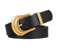 JasGood Damen Western Gürtel Vintage Leder Taillengürtel für Hosen Jeans mit Gold Schnalle