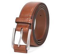JasGood Ledergürtel Herren Gürtel Herren aus Kunstleder für Männer Anzug Business Jeansgürtel 33mm Breit Herrengürtel mit Dornschließe,Braun,110cm