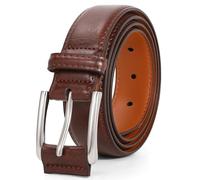 JasGood Ledergürtel Herren Gürtel Herren aus Kunstleder für Männer Anzug Business Jeansgürtel 33mm Breit Herrengürtel mit Dornschließe,Dunkelbraun,130cm