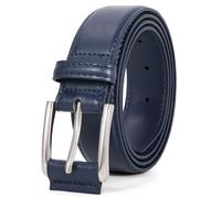 JasGood Ledergürtel Herren Gürtel Herren aus Kunstleder für Männer Anzug Business Jeansgürtel 33mm Breit Herrengürtel mit Dornschließe,Dunkelblau,120cm