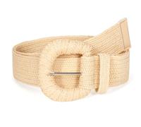 JasGood Stroh Geflochten Elastischer Gürtel für Damen Breiter Taillengürtel Rattan Gewebter Boho Gürtel für Kleider,Beige,90cm