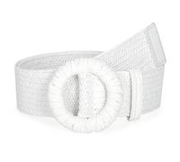 JasGood Stroh Geflochten Elastischer Gürtel für Damen Breiter Taillengürtel Rattan Gewebter Boho Gürtel für Kleider,White,90cm