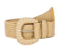 JasGood Stroh Geflochten Elastischer Gürtel für Damen Breiter Taillengürtel Rattan Gewebter Boho Gürtel für Kleider,Khaki,90cm