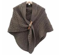 JASUBAI Dreieckiger Schal aus Leder mit Schnalle für Damen, warmer langer Schal für Damen, großer Strickschal, gestrickter Schal (Brown)
