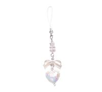 Javoryxh Cute Pink Bowknot Phone Pendant Cute Bowknot Straps Delicate Beaded Heart Lanyard Hangings Decoration Love Heart Keychain