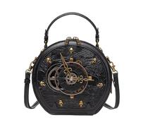Javoryxh Frauen Tasche Retro Umhängetasche Punk Schulter Handtasche Uhr Stilvolle Messengers Für Den Alltag Pu Leder Umhängetasche Für Frauen Uhr Steampunk Schulter Telefon