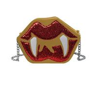 Javoryxh Gothic Pailletten Umhängetasche Halloween Vampirzahn Lippenform Schulter Abendtasche Mit Metallkette Für Frauen Gothic Pu Leder Umhängetasche