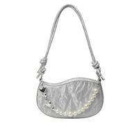 Javoryxh Handtasche Achseltasche Mit Perlenkette Messengers PU Leder Schulter Crossbody Shopping Damen Achselhöhle Pu Leder Schultertasche Süße Umhängetasche Modische Handtasche