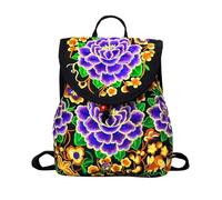 Javoryxh Stickerei Rucksack Ethnischen Stil Doppelter Riemen Umhängetasche Große Kapazität Büchertaschen Für Mädchen Studenten Vielseitiger Ethnischer