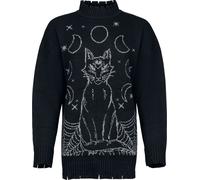Jawbreaker Mystic Cat Oversized Jumper Strickpullover schwarz grau in XL
