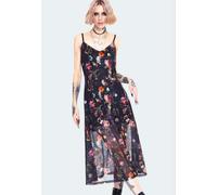 Jawbreaker - Night Garden Print Midi With Front Open Black - Kleid Schwarz X-Small