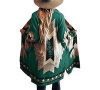 Jawint Damen Strickjacke im Vintage-Stil mit Ethnomuster, lässige offene Weste im Western-Look mit Taschen
