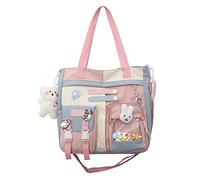 JAWSEU Kawaii-Einkaufstasche, Damen-Rucksack mit mit Kawaii Pin und Plüsch, Ästhetische Japanische Handtasche, Lässige Mode Umhängetasche für Teenager Mädchen