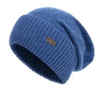jaxmonoy Kaschmir Slouchy Beanies für Frauen Winter Leichte Mädchen Wolle Strickmütze Bündchen Weiche Warme Slouch Beanie Cap, Denim Blau, Medium