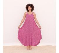 Jaya MAXIKLEID ESTELLE - Damen - Luftig-leichtes Maxikleid mit Allover-Blütenprint aus weichfließender Rayon-Viskose ideal für den Urlaub carmine S/M