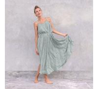 Jaya MAXIKLEID ESTELLE - Damen - Luftig-leichtes Maxikleid mit Allover-Blütenprint aus weichfließender Rayon-Viskose ideal für den Urlaub zumba agave S/M
