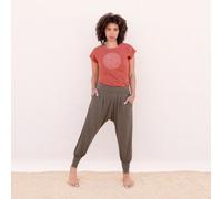 Jaya MEGAN - Hose im Sarouel-Stil, Taschen, tiefer Schnitt, weich fließender Stoff aus Tencel/Biobaumwolle olive/grün M