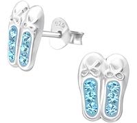 JAYARE Kinder Ohrringe Mädchen Ballerina-Schuhe Ohrstecker Silber 925 Sterling Ballett Stecker Glitzer-Kristalle hell-blau Geschenke für Mädchen im Geschenketui