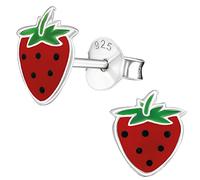 JAYARE Kinder Ohrringe Mädchen Erdbeeren Ohrstecker 925 Sterling Silber 925 rote Früchte Stecker Geschenke für Mädchen