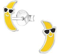 JAYARE Kinder-Ohrstecker Banane aus 925 Sterling Silber mit Emaille 9 mm Mädchen-Ohrringe im Schmuck-Etui