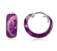 JAYARE Ohrringe Mädchen Blume Blüte 925 Sterling Silber violett-lila Kinder Creolen
