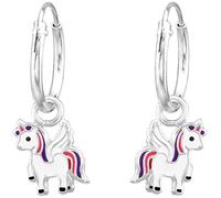 JAYARE Ohrringe Mädchen Creole Einhorn 925 Sterling Silber 21 x 7 mm Kinder Creolen Mädchenohrringe Kinderohrringe