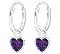 JAYARE Ohrringe Mädchen Creole Herz 925 Sterling Silber Zirkonia Amethyst-lila Kinder Mädchenohrringe Kinderohrringe