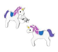 JAYARE Ohrringe Mädchen Einhorn 925 Sterling Silber lila Kinder Ohrstecker