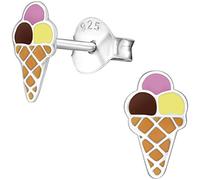 JAYARE Ohrringe Mädchen Eis Eistüte 925 Sterling Silber Waffeleis Eiskugel Kinder Ohrstecker Mädchenohrringe Kinderohrstecker