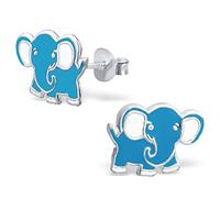 JAYARE Ohrringe Mädchen Elefanten 925 Sterling Silber blau Kinder Ohrstecker