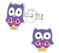 JAYARE Ohrringe Mädchen Eulen 925 Sterling Silber lila Kinder Ohrstecker