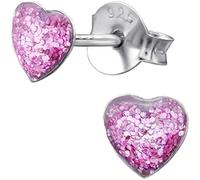 JAYARE Ohrringe Mädchen Herz 925 Sterling Silber lila Kinder Ohrstecker