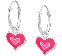 JAYARE Ohrringe Mädchen Herz 925 Sterling Silber rosa-pink Kinder Creolen