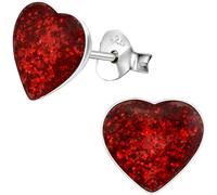 JAYARE Ohrringe Mädchen Herz 925 Sterling Silber rot Kinder Ohrstecker