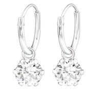 JAYARE Ohrringe Mädchen rund 925 Sterling Silber Glitzer Kristalle weiß Kinder Creolen
