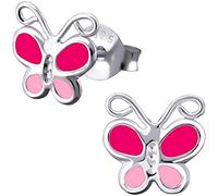 JAYARE Ohrringe Mädchen Schmetterling 925 Sterling Silber rosa-pink Kinder Ohrstecker
