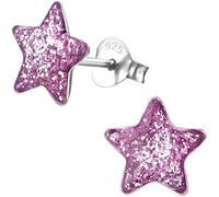 JAYARE Ohrringe Mädchen Sterne 925 Sterling Silber lila Kinder Ohrstecker