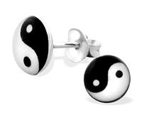 JAYARE Ohrringe Mädchen Yin & Yang 925 Sterling Silber schwarz-weiß Kinder Ohrstecker