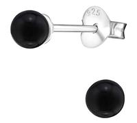 JAYARE Perlenohrringe Mädchen - 925 Silber Ohrstecker mit 4 mm schwarze Perlen - Kinderschmuck Geschenk - Kleine Ohrringe für Kinder - Mädchen Schmuck ab 6 Jahren