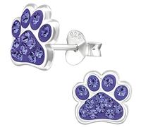 JAYARE Pfoten Kinder Ohrringe Mädchen Tatzen Glitzer Katzen Hunde Ohrstecker Silber 925 Sterling lila Geschenke für Mädchen Schmuck im Geschenketui