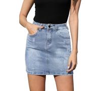 JayscreateEU Damen Jeansrock Sommerrock Minirock Enger Rock mit Tasche Hüftrock A-Linie Rock mit Taschensaum Rock mit Fransen,blau,S