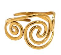 Jazuaiao Zeitgenössische Twisted Designs 18K vergoldete Ringe Fingerzubehör Edelstahlschmuck für Frauen Jubiläumsgeschenk Edelstahl Goldringe