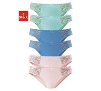 petite fleur Jazzpants, mit floraler Spitze seitlich 32/34, 6 St. bunt Damen Jazzpants Slips Damenwäsche 32/34, 6 St. blau, rosé, mint