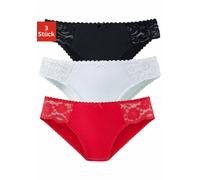 Jazz-Pants Slips PETITE FLEUR, Damen, Gr. 48/50, rot (rot, schwarz, weiß), Jersey, Obermaterial: 93% Baumwolle, 7% Elasthan. Spitze: 95% Polyamid, 5% Elasthan, unifarben, körpernah, Unterhosen Jazz-Pa