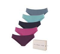 Jazz-Pants Slips LASCANA, Damen, Gr. 36/38, bunt (aubergine, pink, navy, mint, blau), Single Jersey, Obermaterial: 95% Baumwolle, 5% Elasthan, unifarben, körpernah, Unterhosen, aus Baumwolle, mit schö