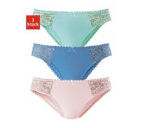 Jazz-Pants Slips PETITE FLEUR, Damen, Gr. 32/34, bunt (blau, rosé, mint), Jersey, Obermaterial: 93% Baumwolle, 7% Elasthan. Spitze: 95% Polyamid, 5% Elasthan, unifarben, körpernah, Unterhosen, aus ela