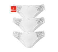 petite fleur Jazzpants, (3 St.), mit floraler Spitze seitlich TOPSELLER 48/50, 3 St. weiß Damen Jazzpants Slips Damenwäsche 48/50, 3 St. weiß