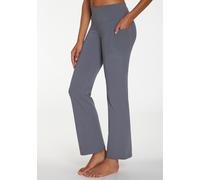 Jazzpants LASCANA ACTIVE, Damen, Gr. 48/50, N-Gr, grau (grau blau), Obermaterial: 95% Baumwolle, 5% Elasthan, unifarben, Basic, körpernah lang, Hosen, mit Handytasche, Loungewear (55118456-48) grau bl