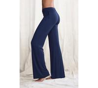 Jazzpants LASCANA, Damen, Gr. 32/34, N-Gr, marine, Single Jersey, Obermaterial: 93% Polyester, 7% Elasthan, unifarben, Basic, lang, Hosen, mit Umschlagbund zum Raffen (51434464-32) marine